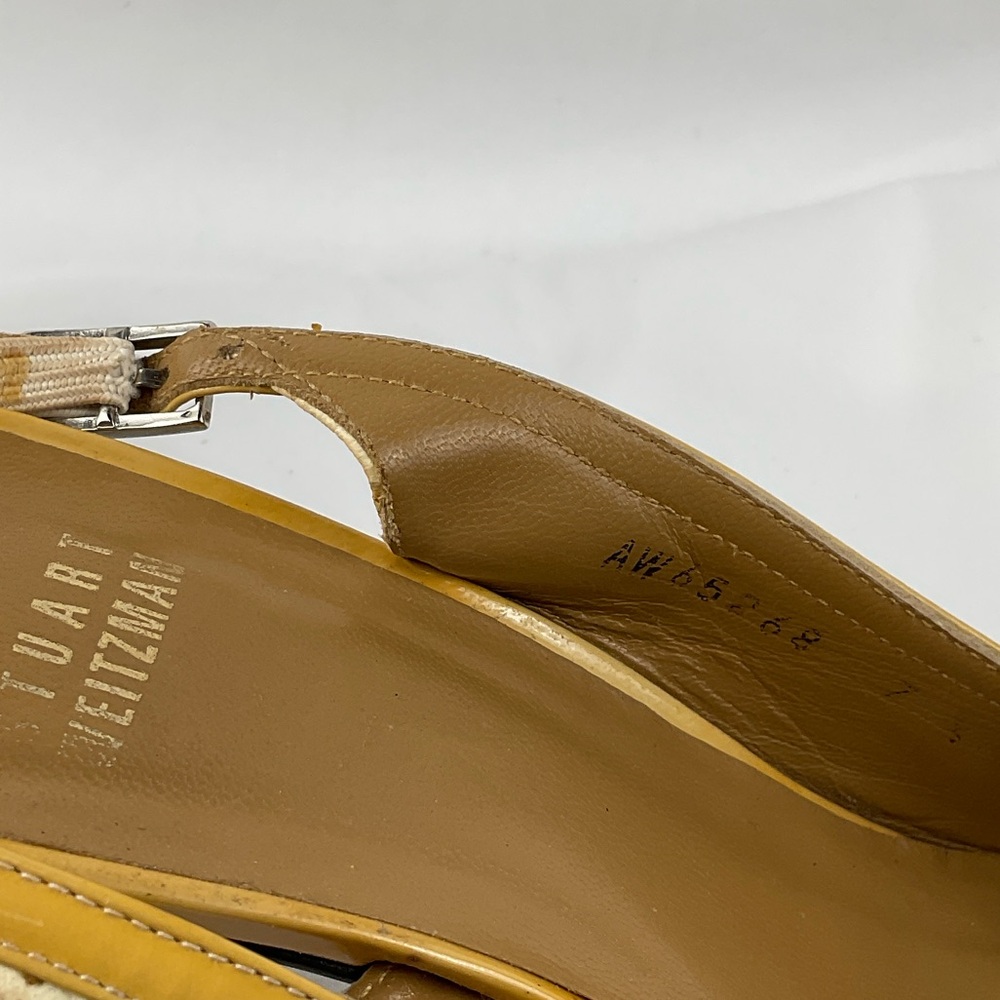 Stuart Weitzman‎ Yellow and Cream Slingback Heels - Picture 4 of 9